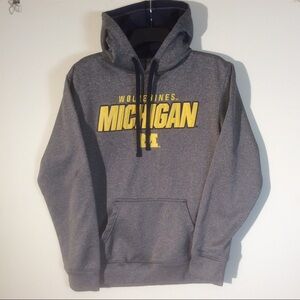 Michigan Wolverines Grey Hoodie Embroidered STAINS